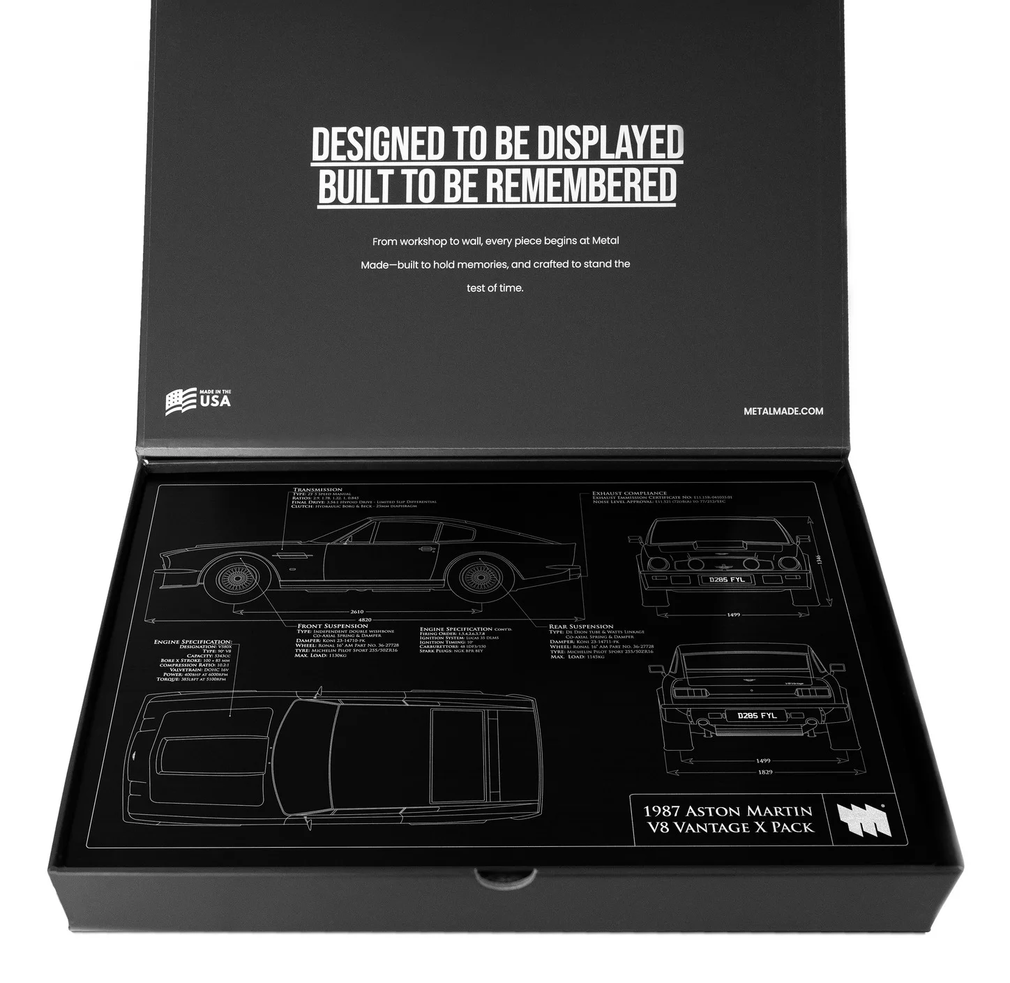 1987 Aston Martin V8 Vantage X Pack, in the metal made gift box, landscape plate