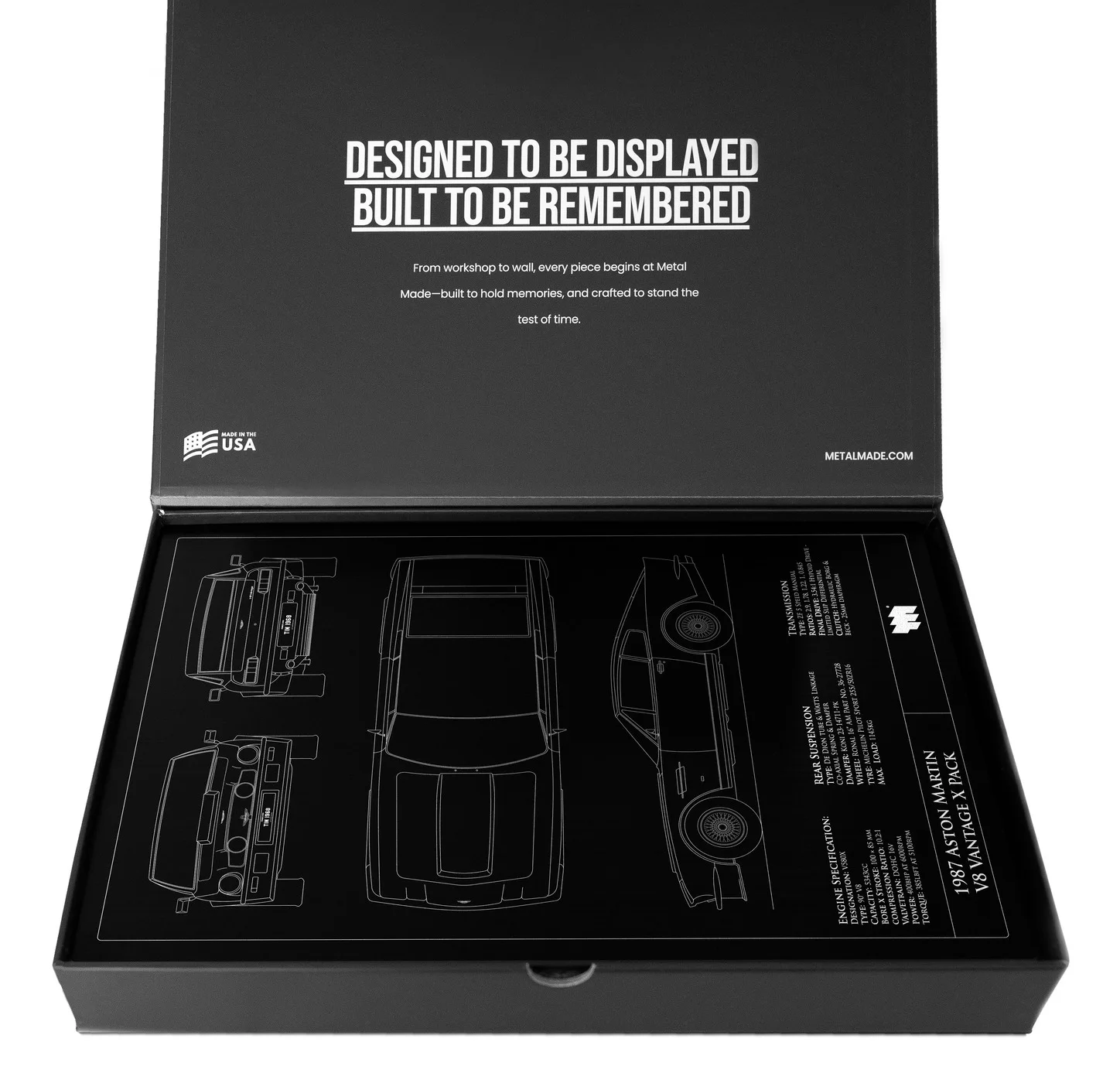1987 Aston Martin V8 Vantage X Pack, in the metal made gift box, portrait plate