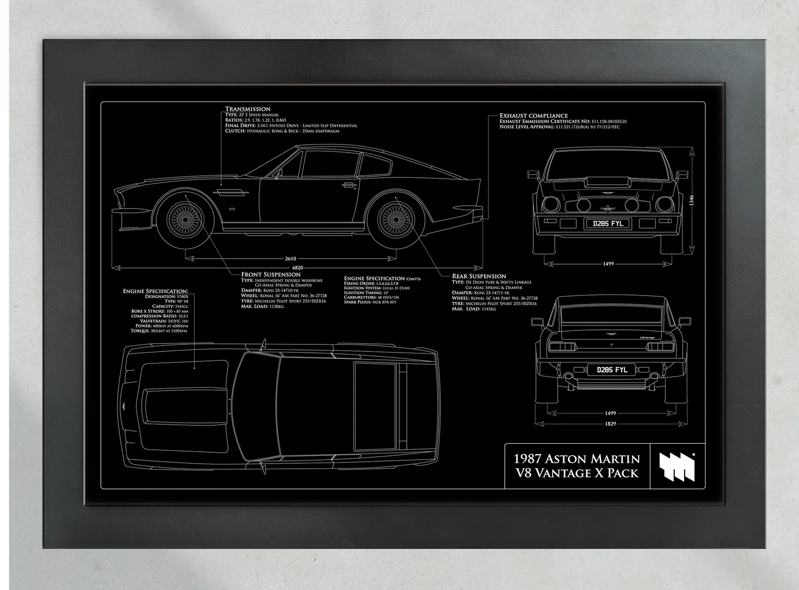 1987 Aston Martin V8 Vantage X Pack, in the collector's frame, landscape