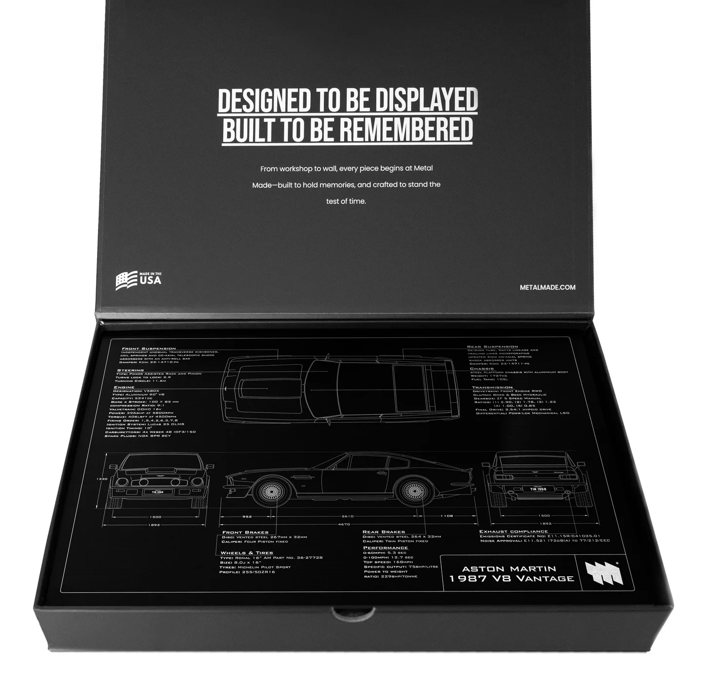 1987 Aston Martin V8 Vantage, in the metal made gift box, landscape plate