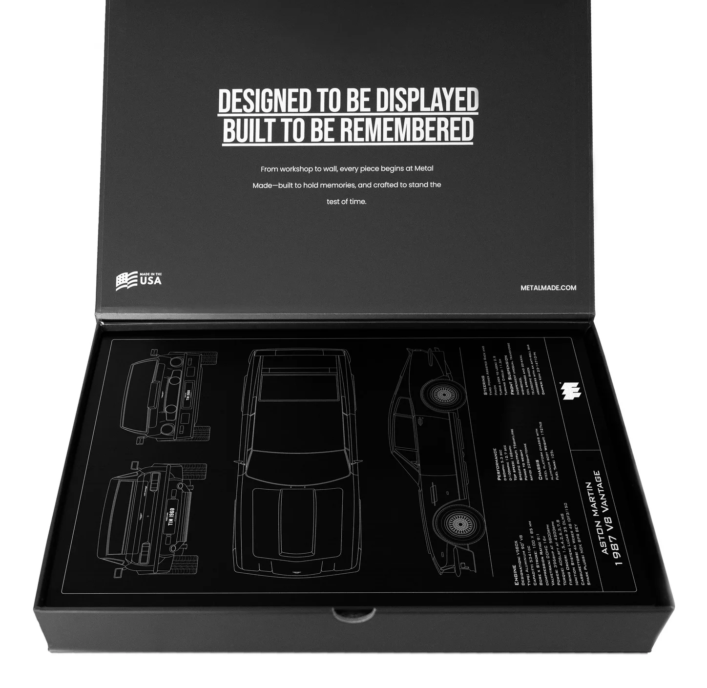 1987 Aston Martin V8 Vantage, in the metal made gift box, portrait plate
