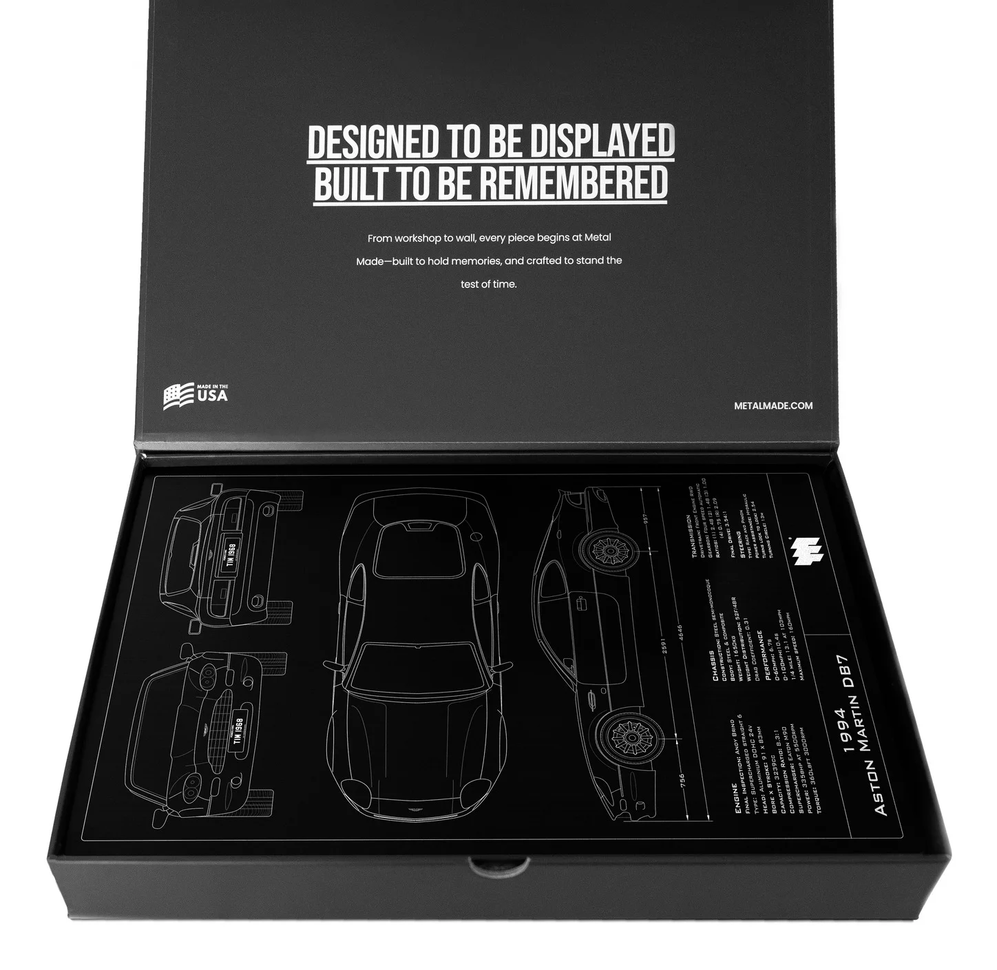 1994 Aston Martin DB7, in the metal made gift box, portrait plate