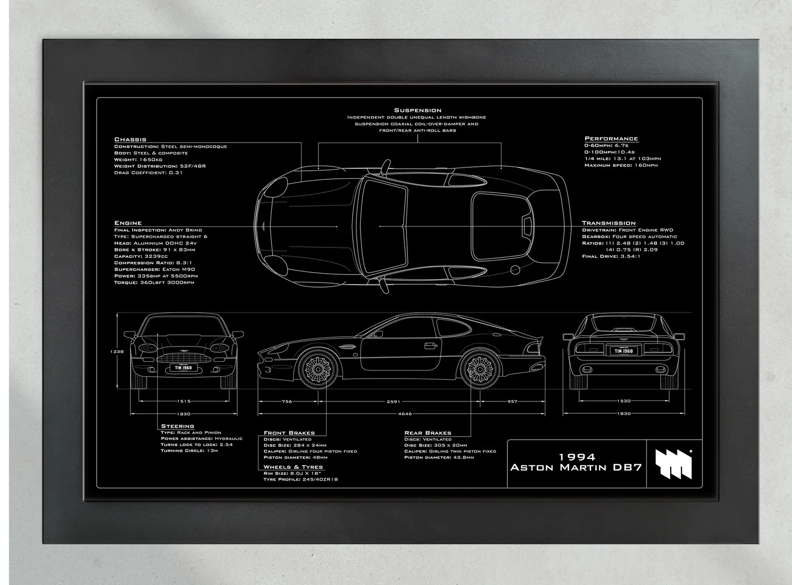 1994 Aston Martin DB7, in the collector's frame, landscape