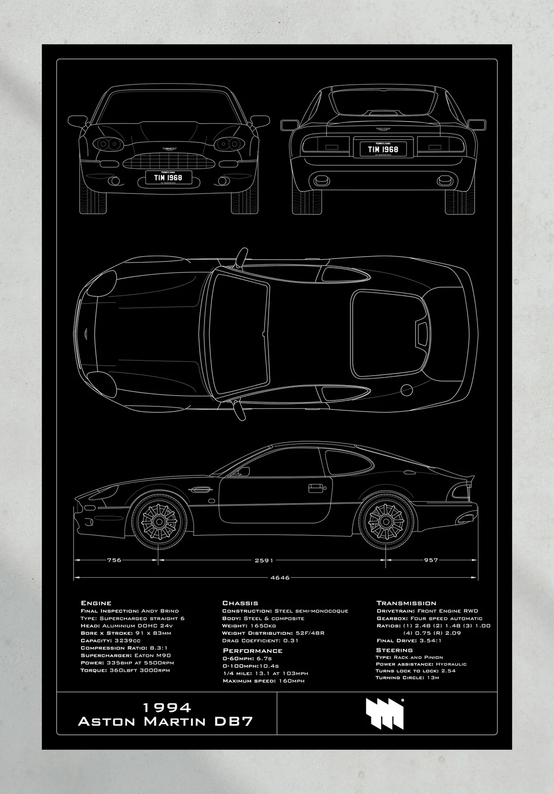 1994 Aston Martin DB7, the print, portrait