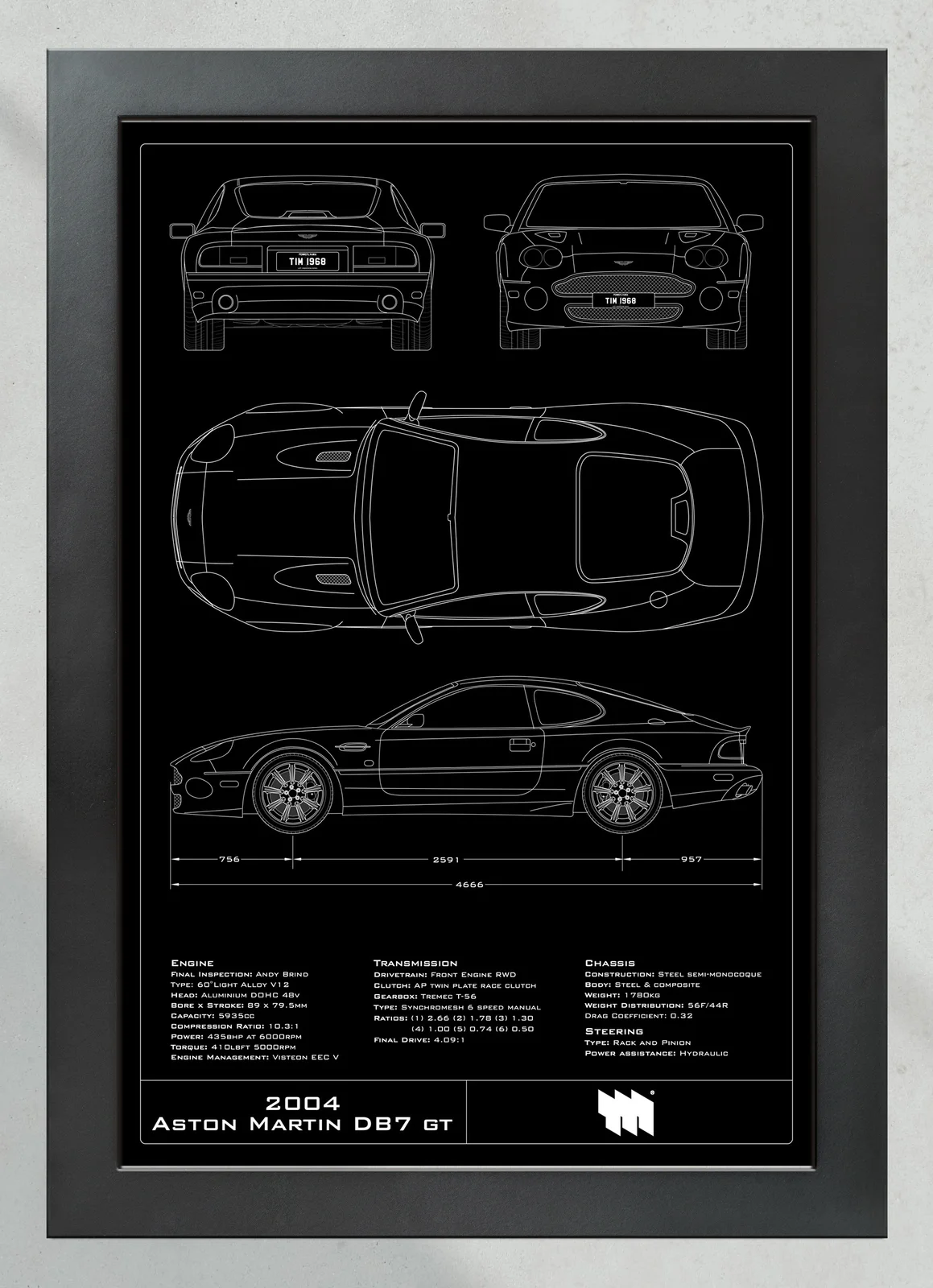2004 Aston Martin DB7 GT, in the collector's frame, portrait