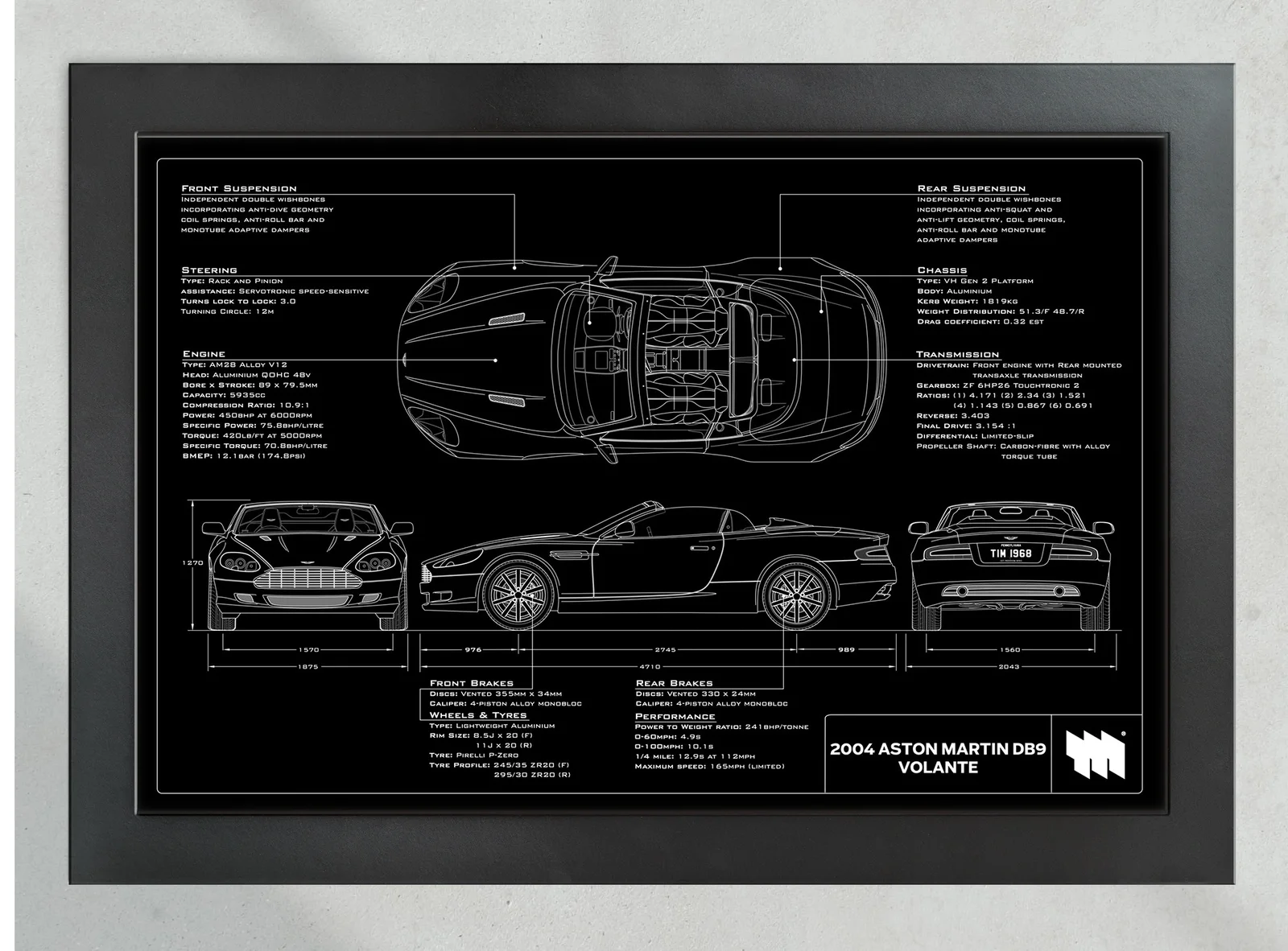 2004 Aston Martin DB9 Volante, in the collector's frame, landscape