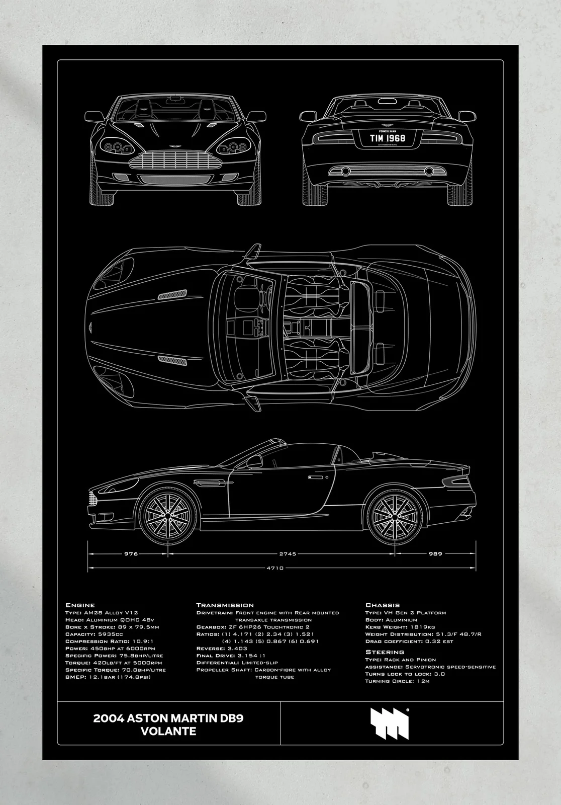 2004 Aston Martin DB9 Volante, the print, portrait