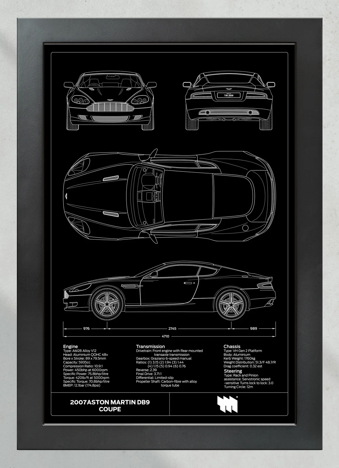 2007 Aston Martin DB9 Coupe, in the collector's frame, portrait