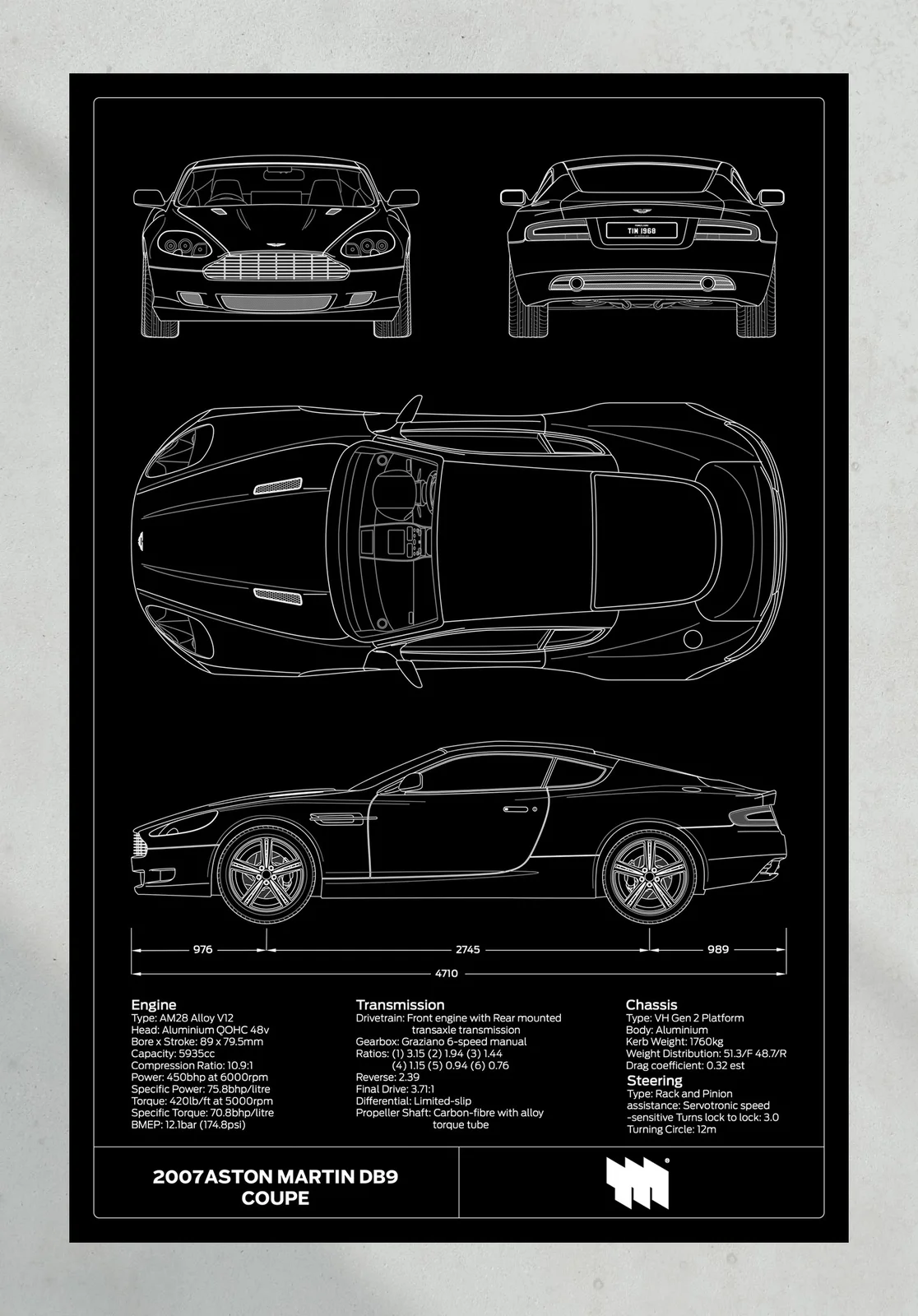 2007 Aston Martin DB9 Coupe, the print, portrait