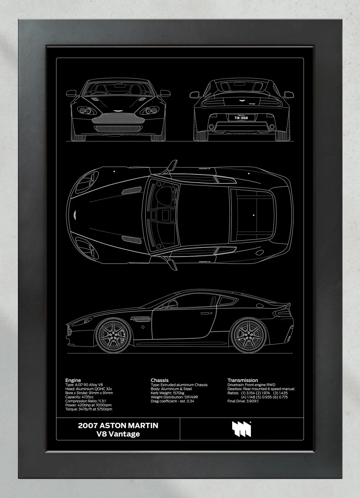 2007 Aston Martin V8 Vantage, in the collector's frame, portrait
