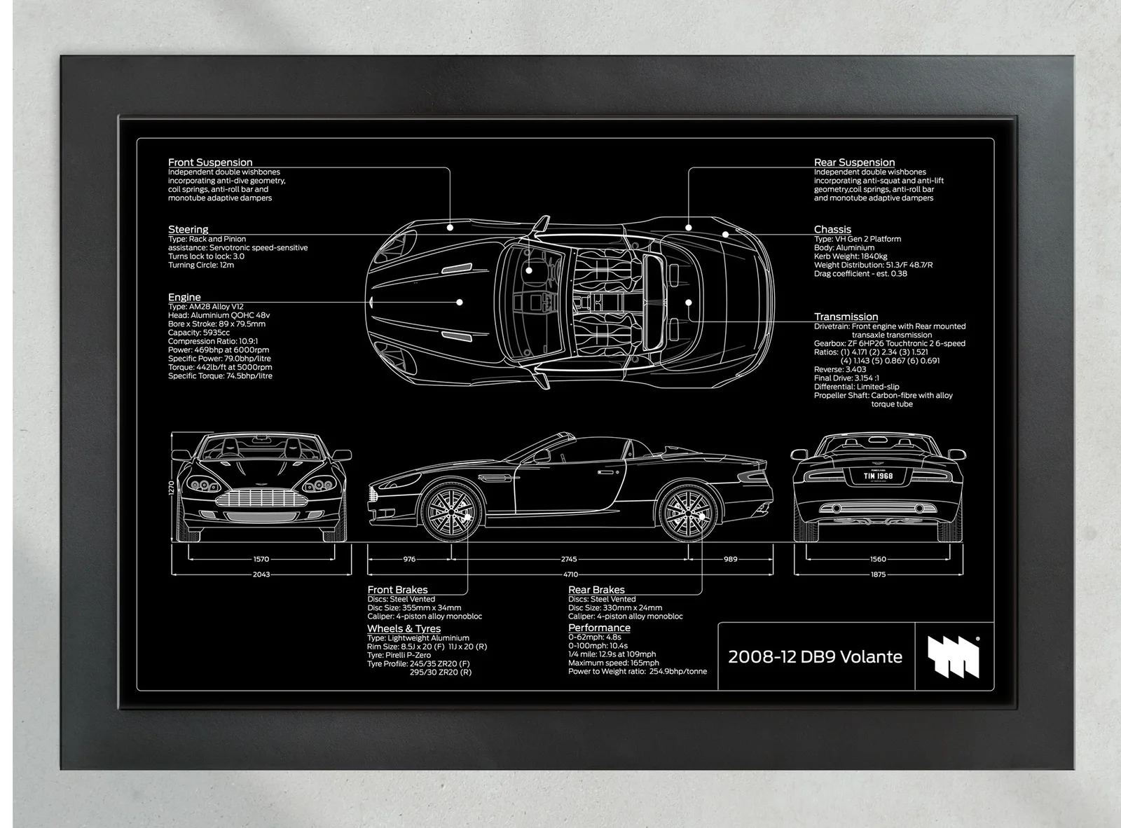 2008-12 Aston Martin DB9 Volante, in the collector's frame, landscape