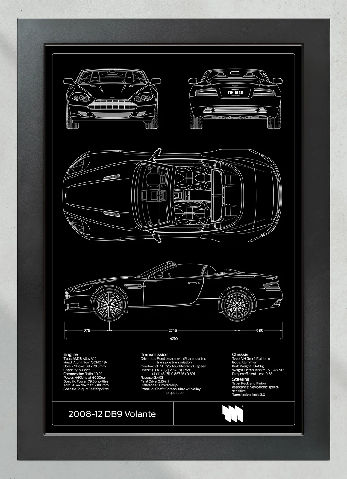 2008-12 Aston Martin DB9 Volante, in the collector's frame, portrait