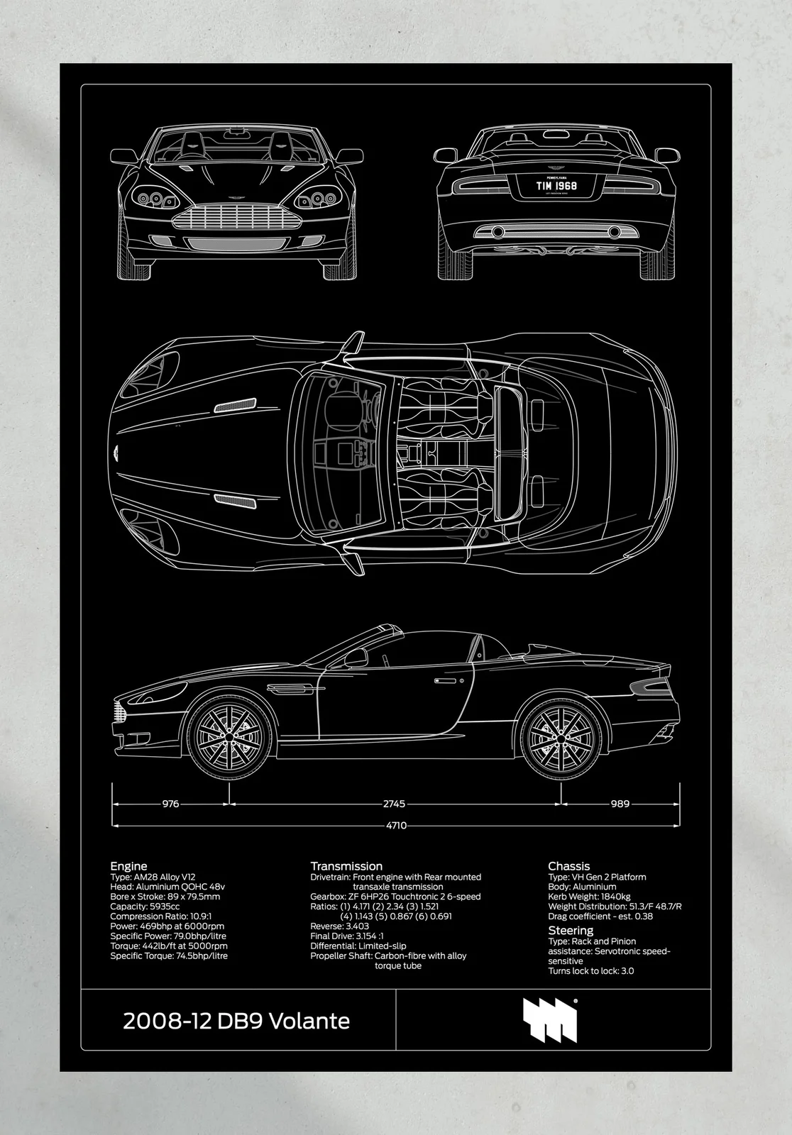 2008-12 Aston Martin DB9 Volante, the print, portrait