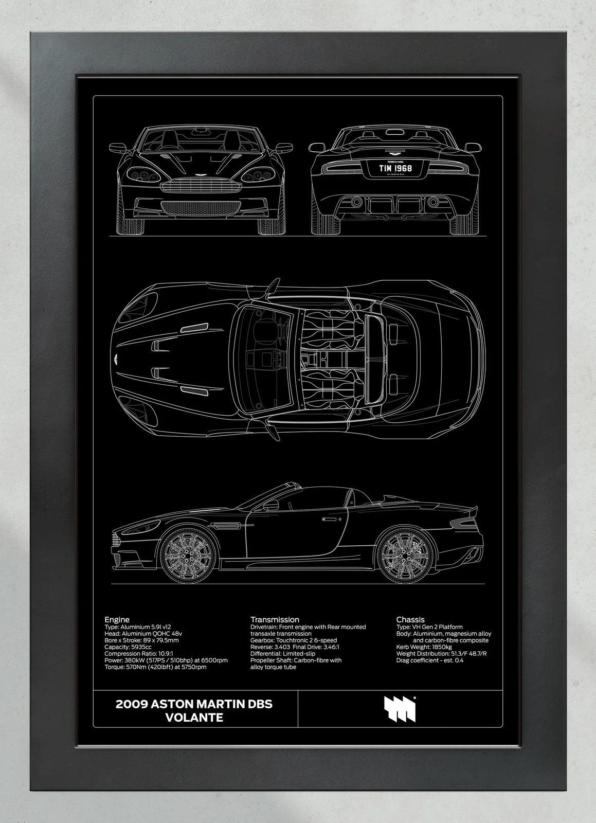 2009 Aston Martin DBS Volante, in the collector's frame, portrait