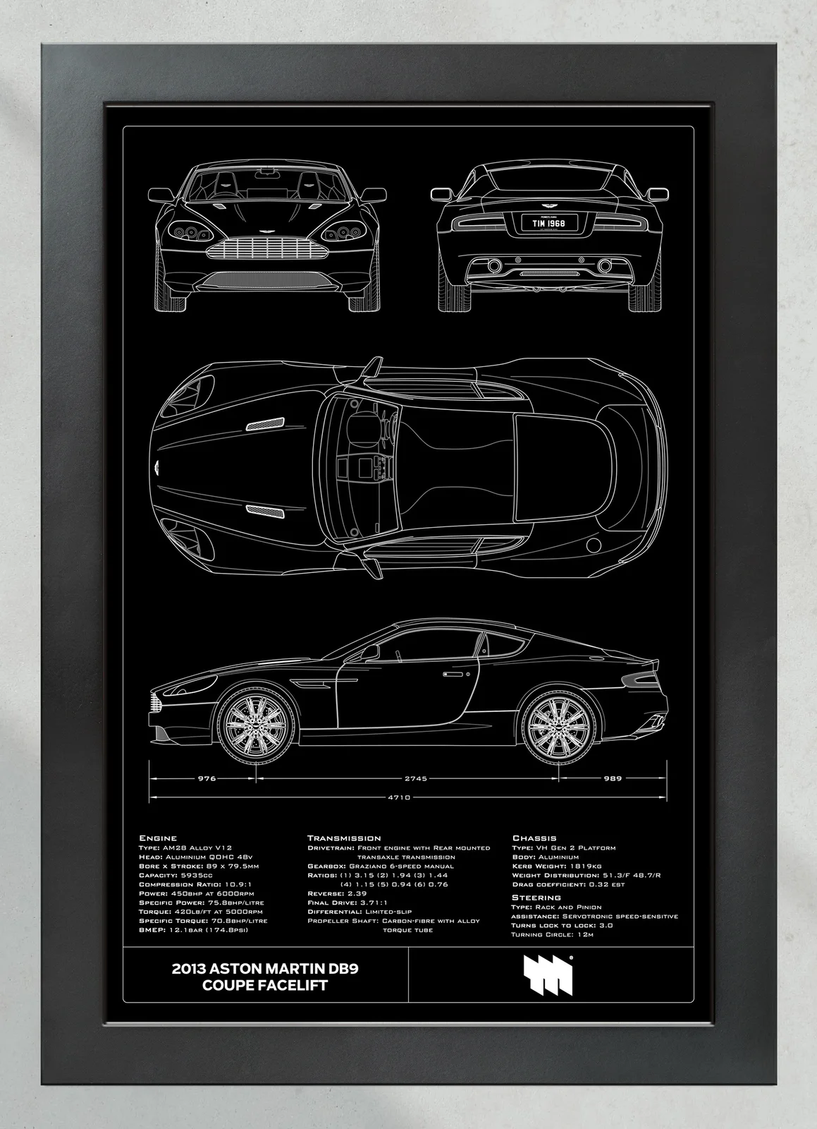2013 Aston Martin DB9 Coupe Facelift, in the collector's frame, portrait