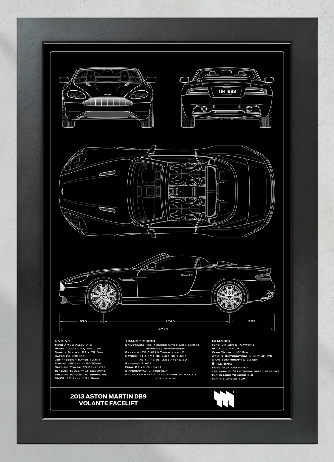 2013 Aston Martin DB9 Volante Facelift, in the collector's frame, portrait