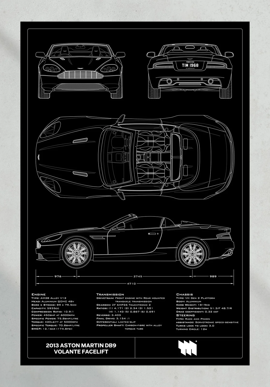 2013 Aston Martin DB9 Volante Facelift, the print, portrait