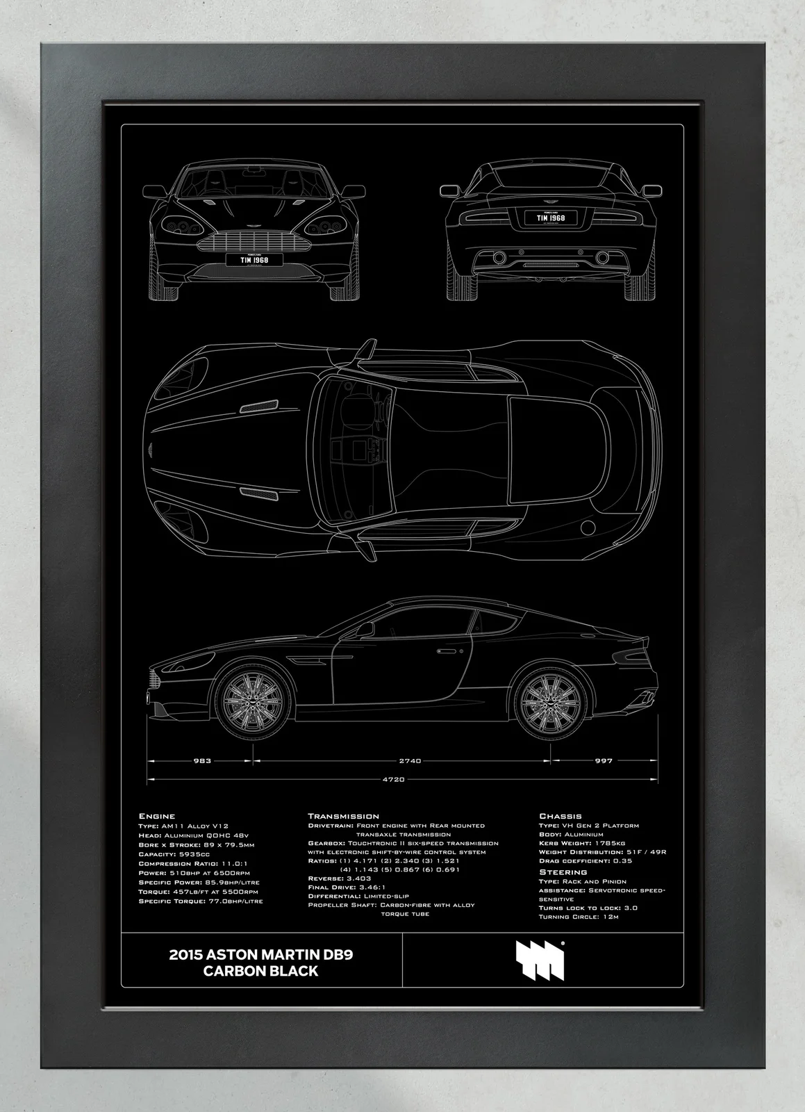 2015 Aston Martin DB9 Carbon Edition, in the collector's frame, portrait