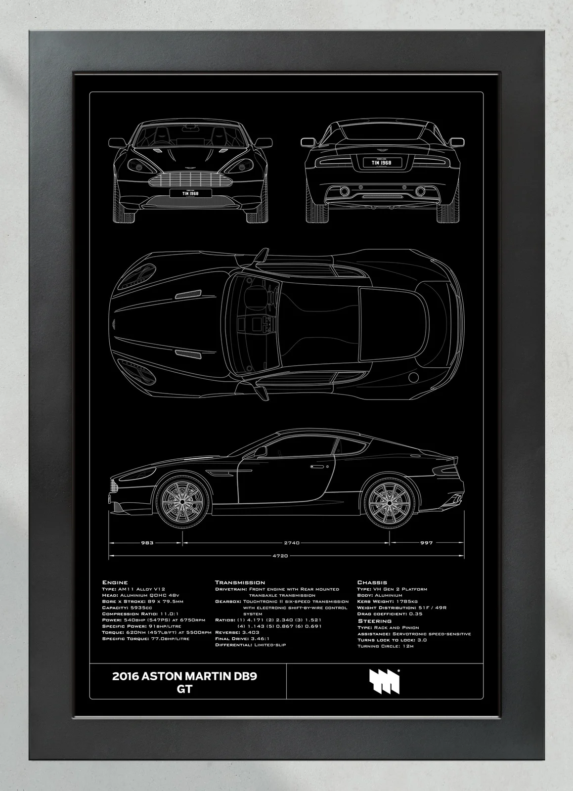 2016 Aston Martin DB9 GT, in the collector's frame, portrait