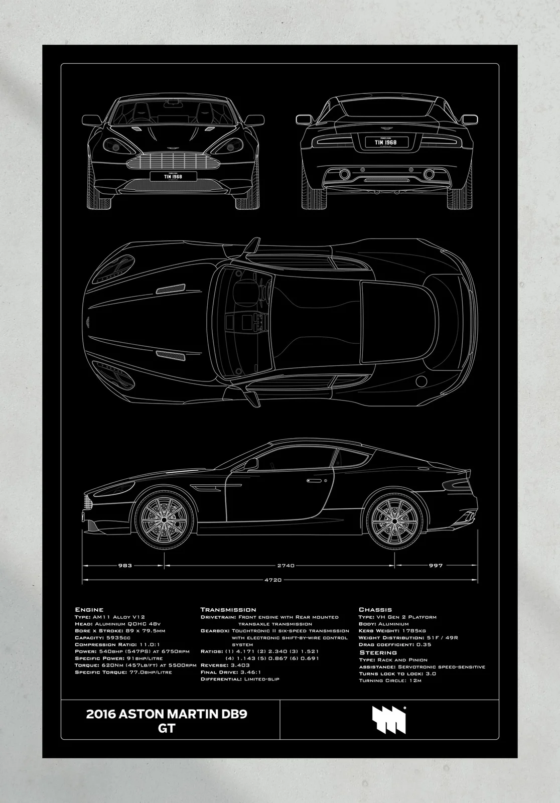 2016 Aston Martin DB9 GT, the print, portrait