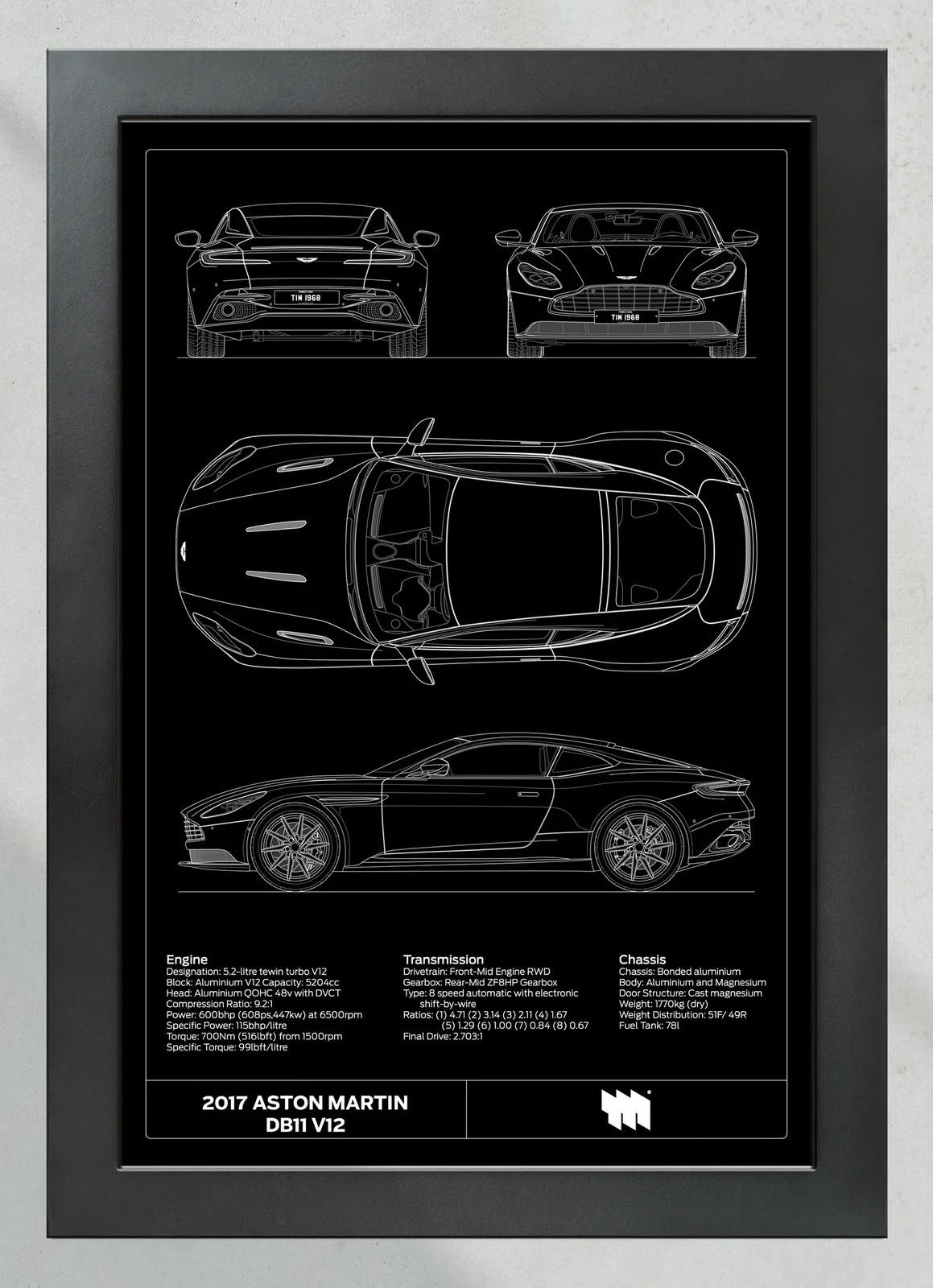 2017 Aston Martin DB11, in the collector's frame, portrait