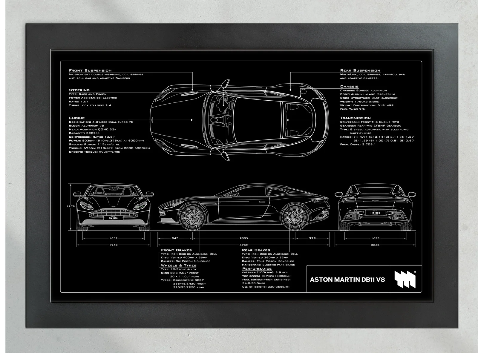 2018 Aston Martin DB11 V8, in the collector's frame, landscape