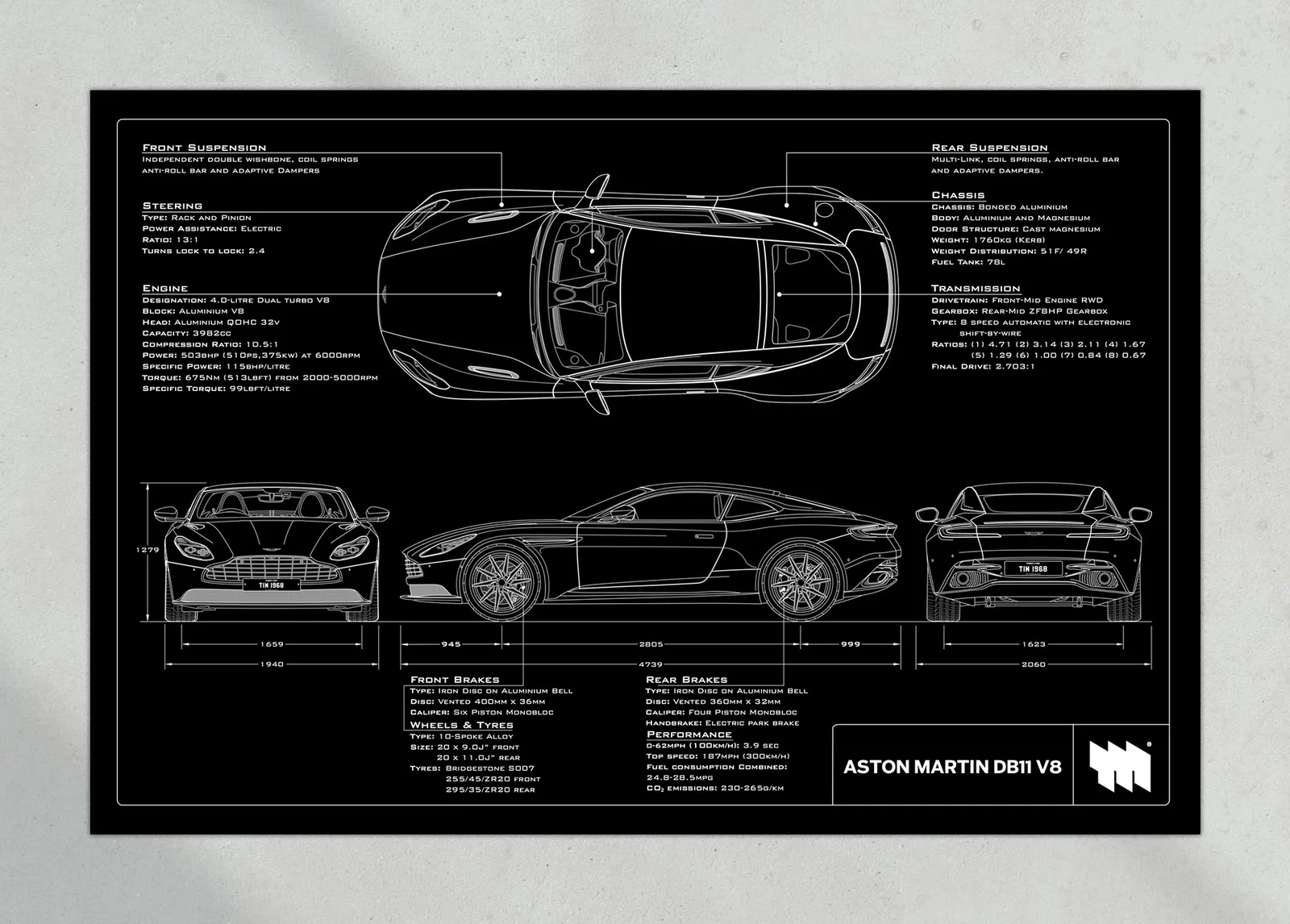 2018 Aston Martin DB11 V8, the print, landscape