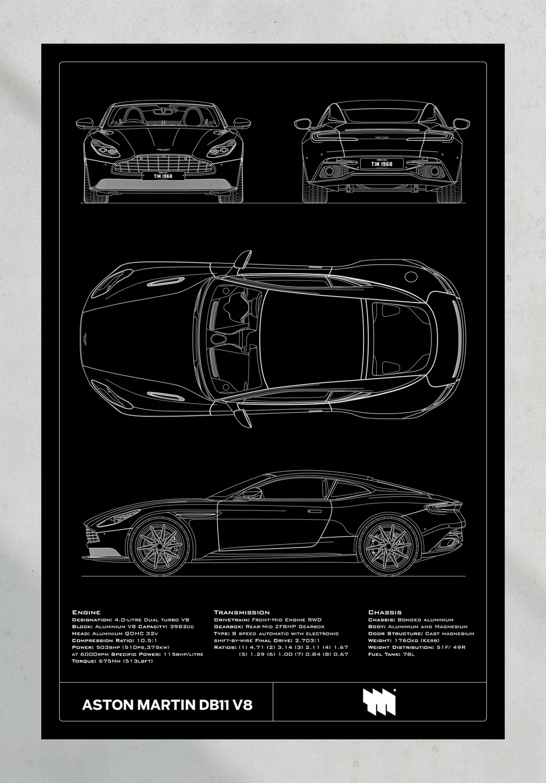 2018 Aston Martin DB11 V8, the print, portrait