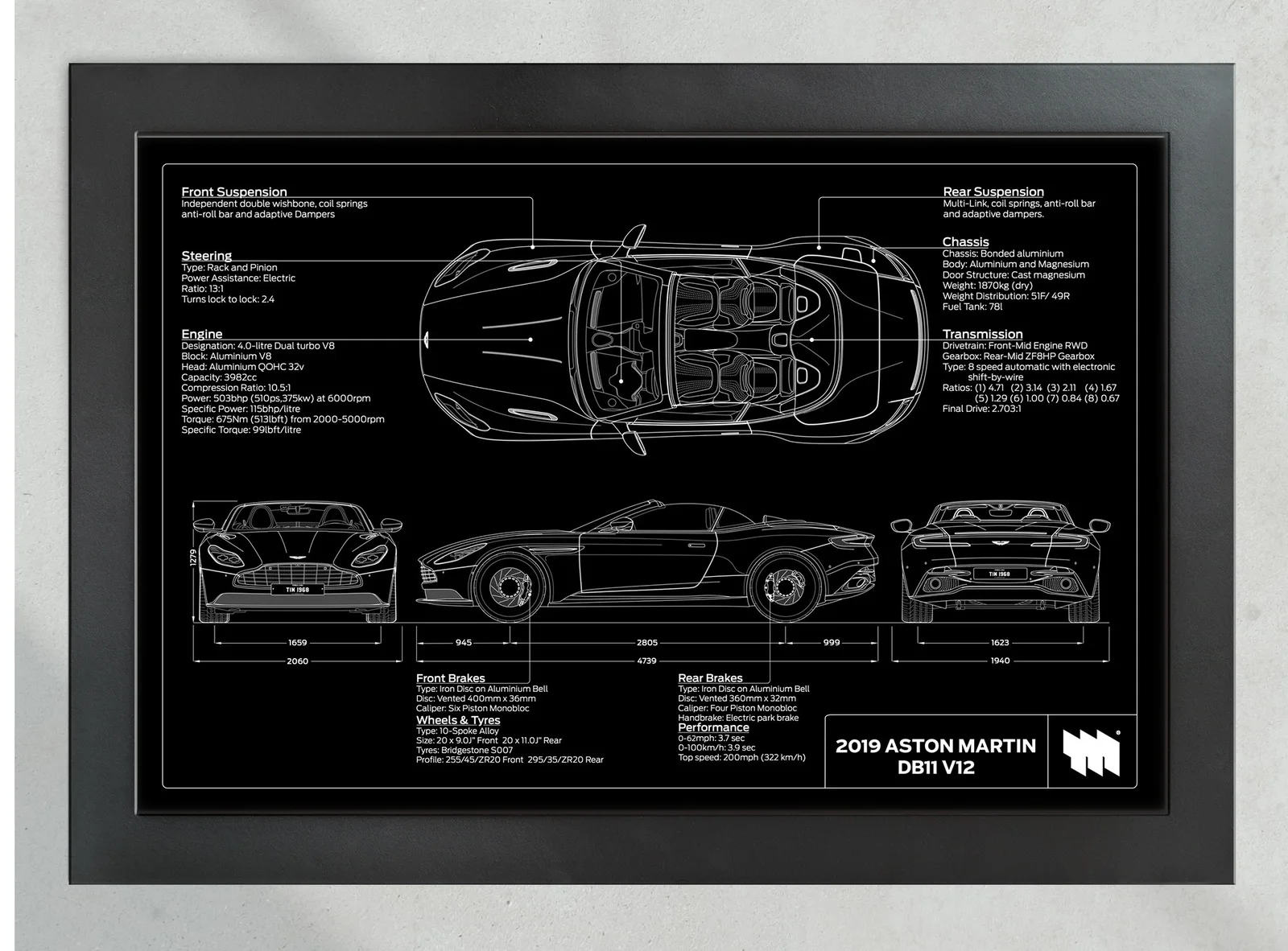 2019 Aston Martin DB11 Volante, in the collector's frame, landscape