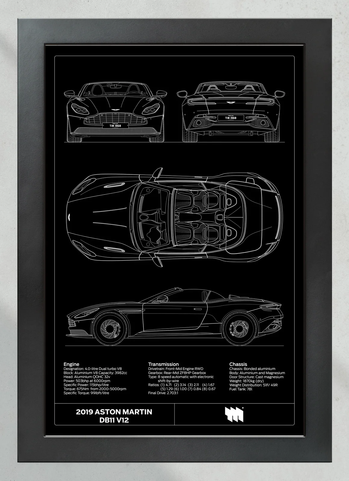 2019 Aston Martin DB11 Volante, in the collector's frame, portrait