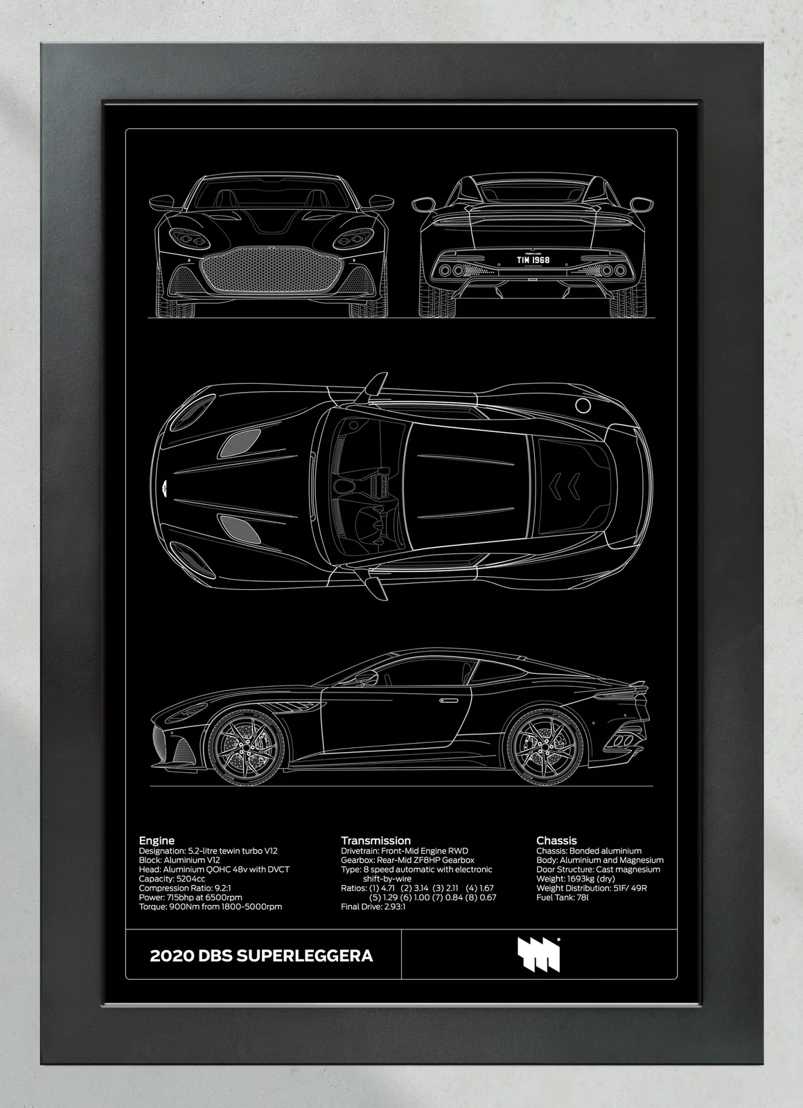 2020 DBS Superleggera, in the collector's frame, portrait