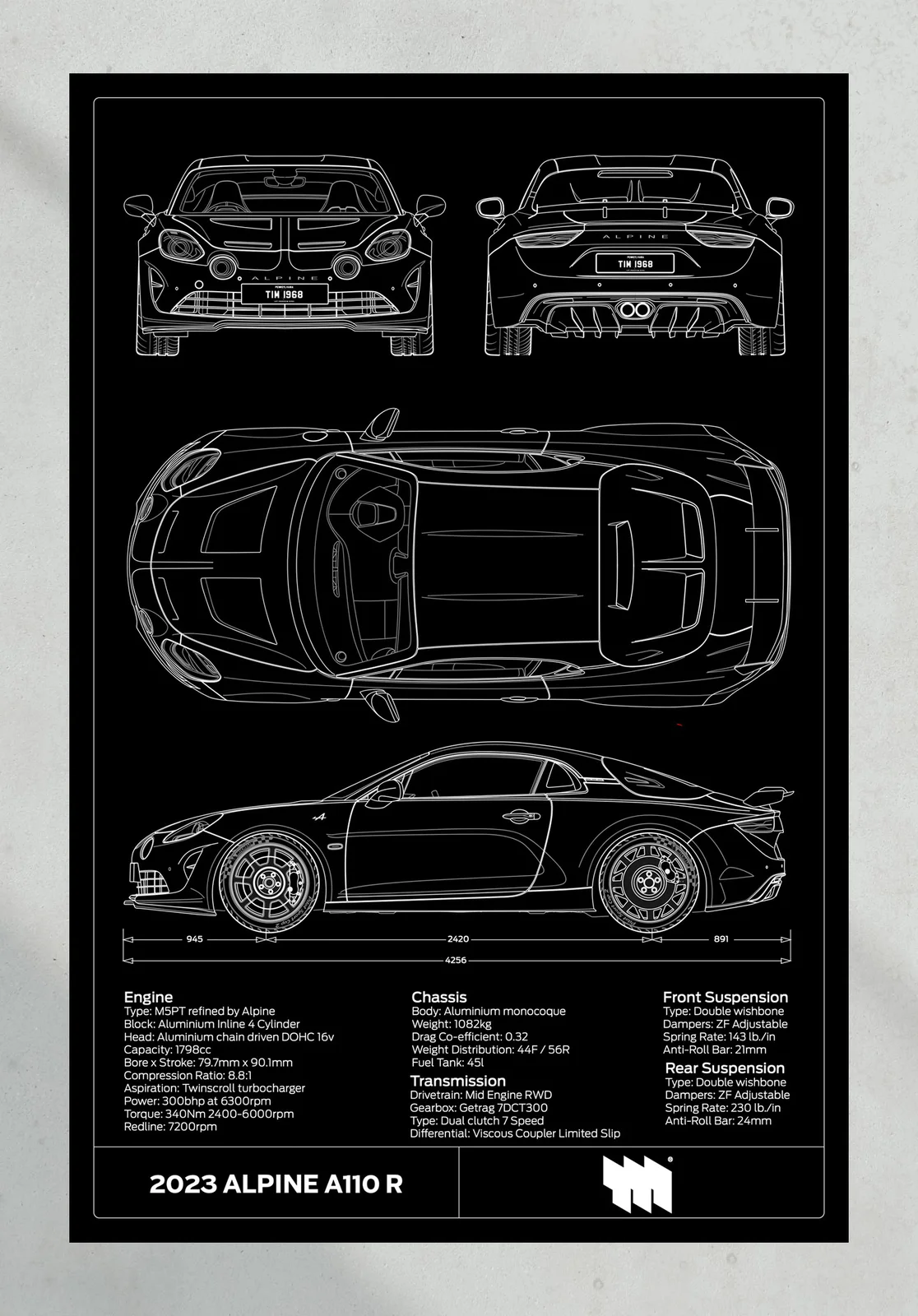 2023 Alpine A110 R, the print, portrait