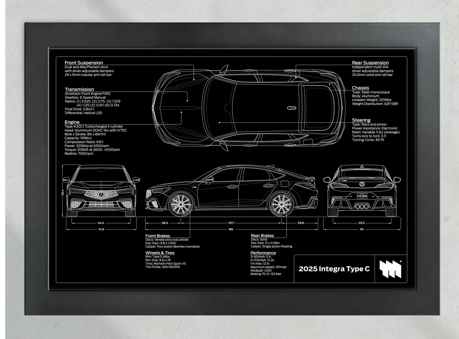 2025 Acura Integra Type C, in the collector's frame, landscape