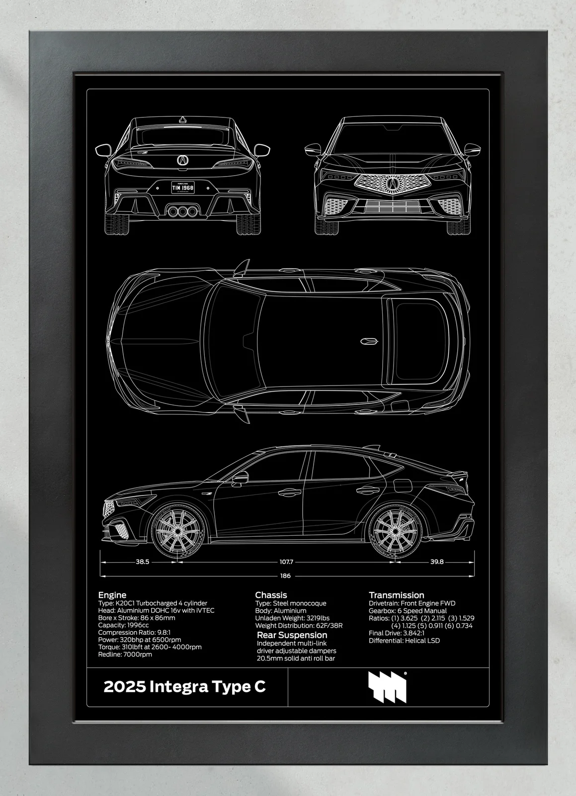 2025 Acura Integra Type C, in the collector's frame, portrait